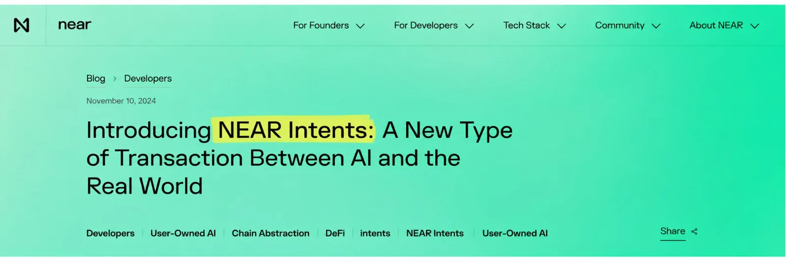 near blog: introducing near intents, a new type of transaction between ai and the real world