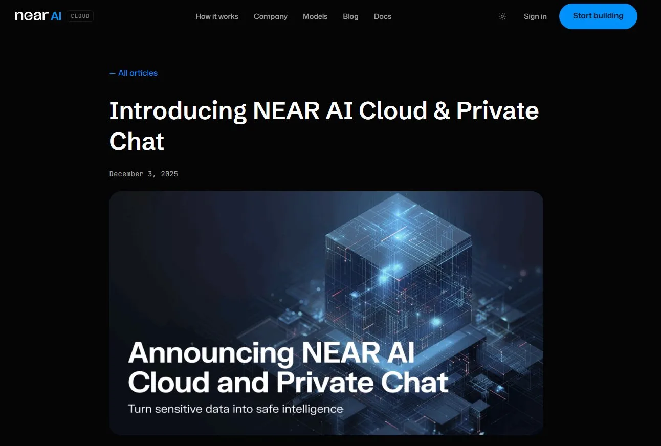 near ai blog: introducing near ai cloud and private chat, december 2025