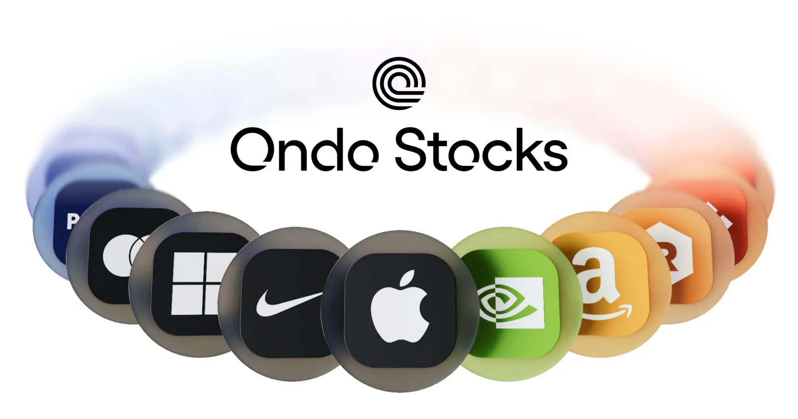 ondo stocks logo surrounded by app icons of tokenized us companies